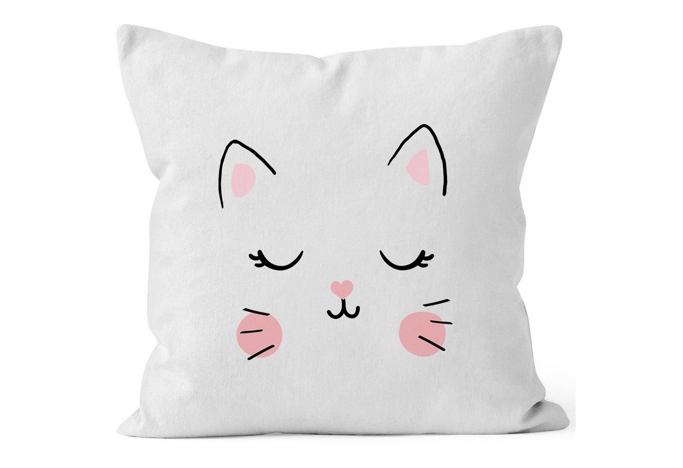 MoonWorks Dekokissen Kissen-Bezug Katze Katzengesicht Cat Tiergesichter Kissen-Hülle Deko-Kissen Baumwolle MoonWorks® von MoonWorks