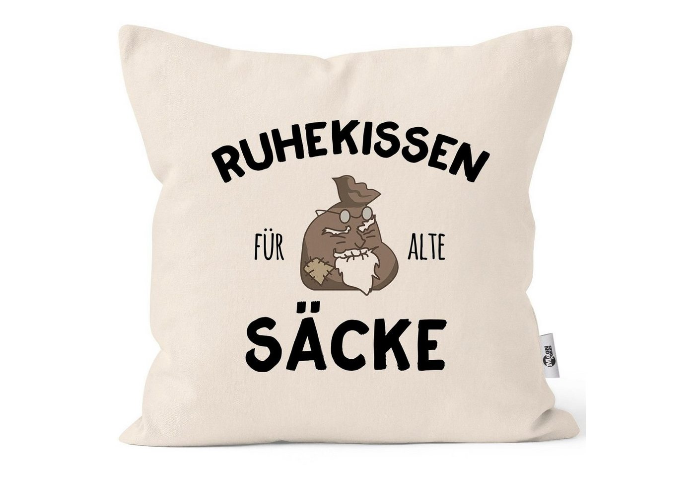 MoonWorks Dekokissen Kissen-Bezug Ruhekissen für alte Säcke Geschenk lustig Kissen-Hülle Deko-Kissen Baumwolle MoonWorks® von MoonWorks