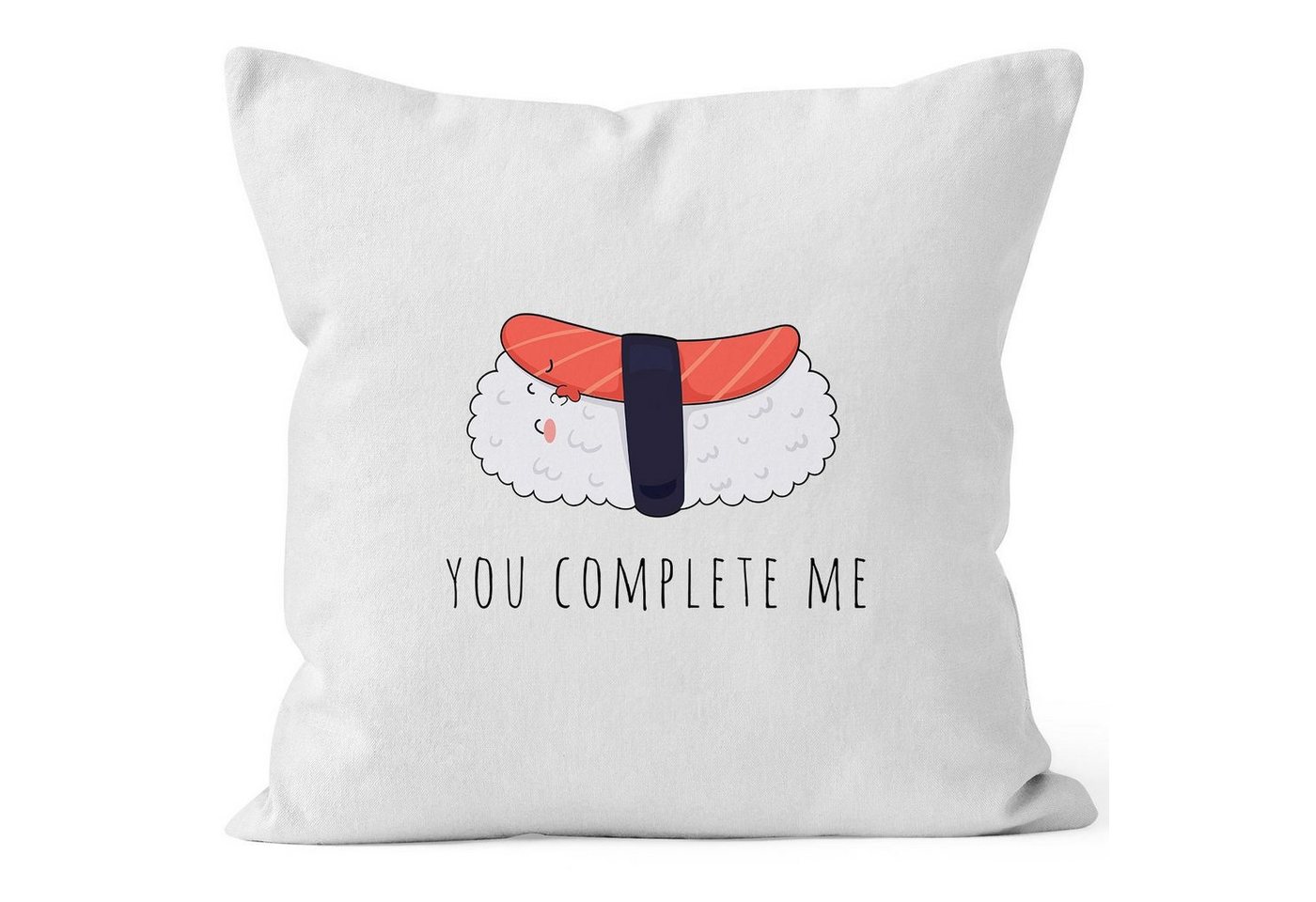 MoonWorks Dekokissen Kissen-Bezug Sushi You complete me Geschenk Valentinstag Weihnachten Kissen-Hülle Deko-Kissen Baumwolle MoonWorks® von MoonWorks