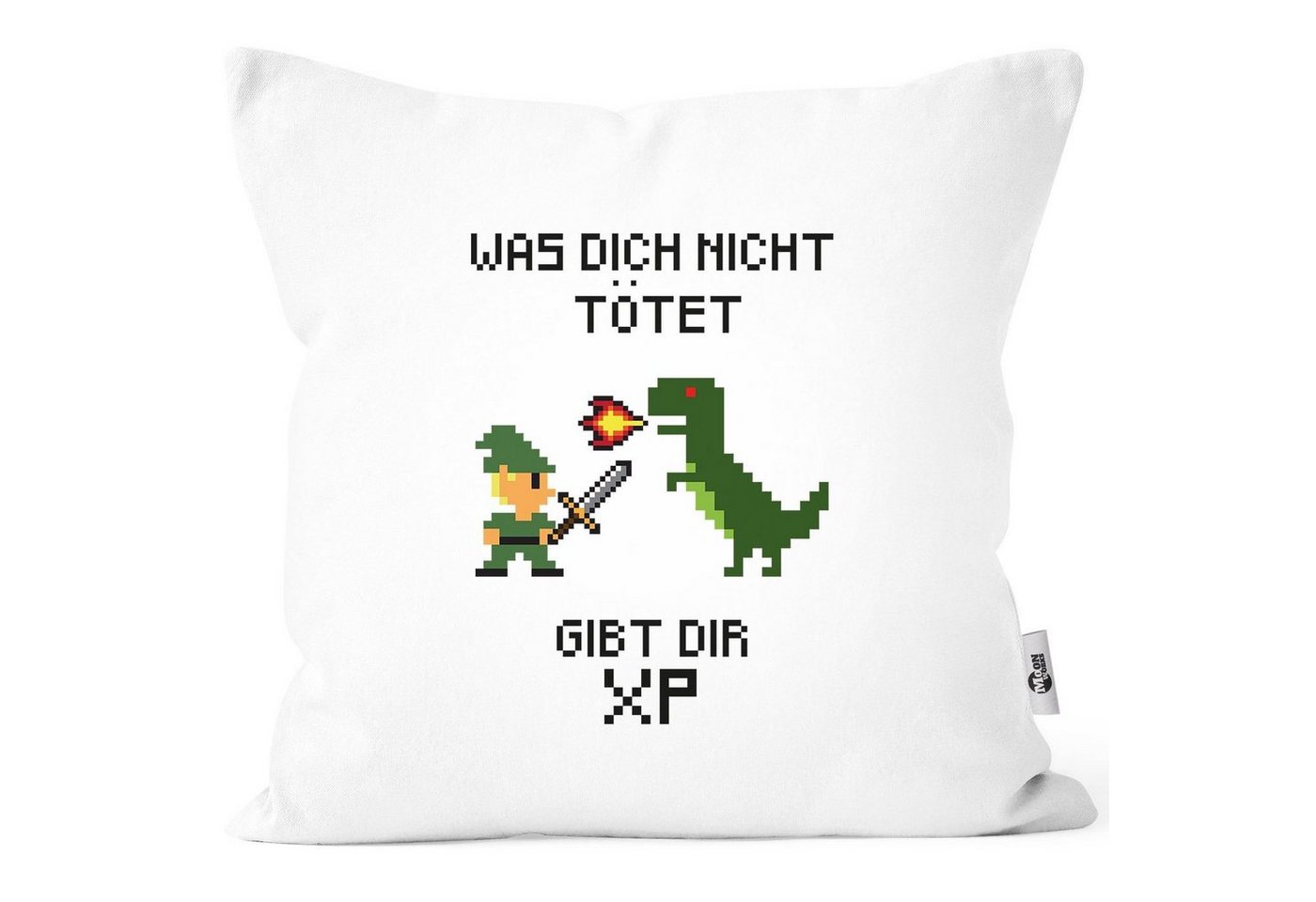 MoonWorks Dekokissen Kissen-Bezug Was dich nicht tötet gibt dir XP Gaming Motiv Warrior Kissen-Hülle Deko-Kissen Baumwolle Moonworks® von MoonWorks