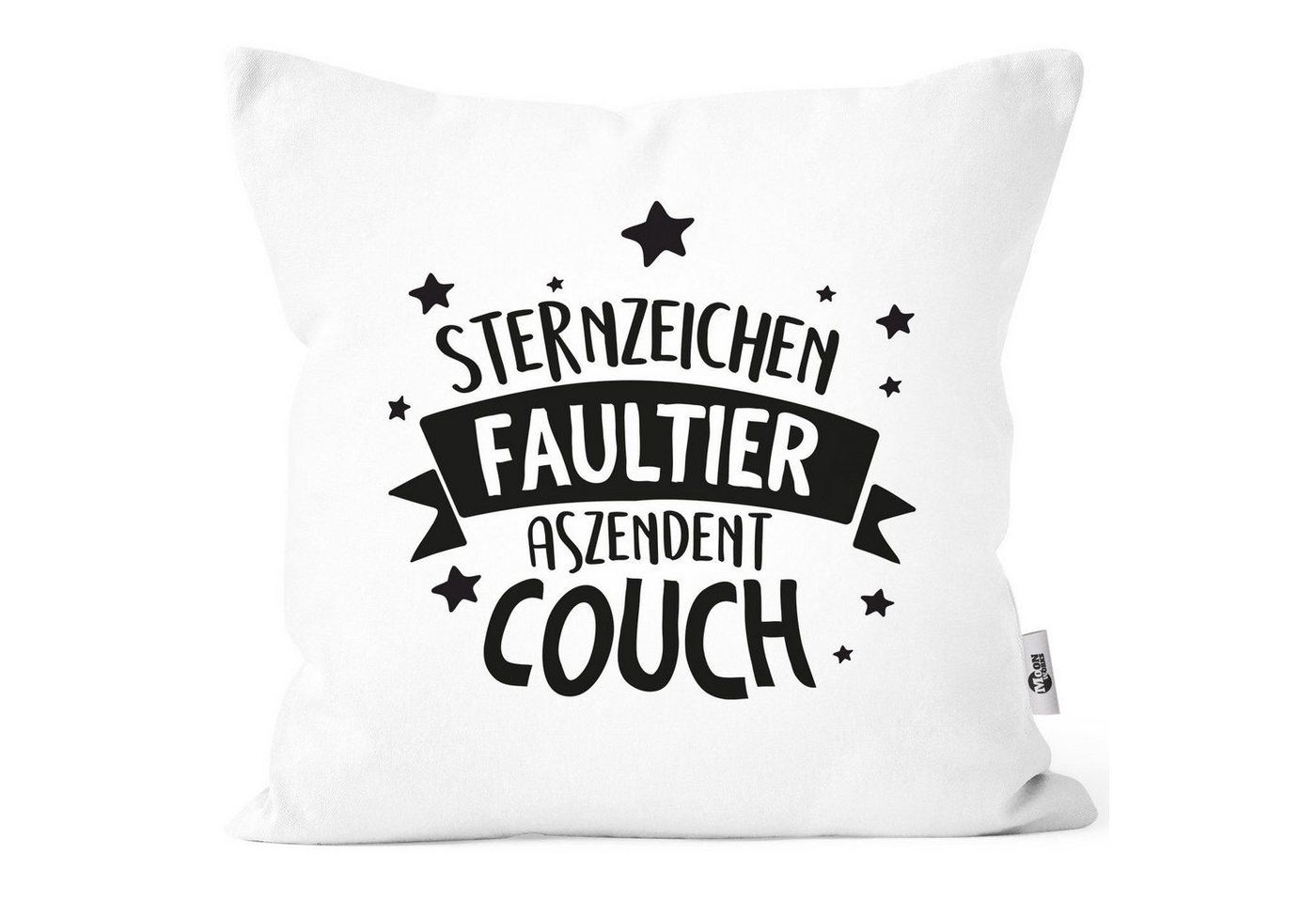 MoonWorks Dekokissen Kissen-Bezug mit Spruch lustig Sternzeichen Faultier. Aszendent Couch Kissen-Hülle Deko-Kissen Baumwolle MoonWorks® von MoonWorks