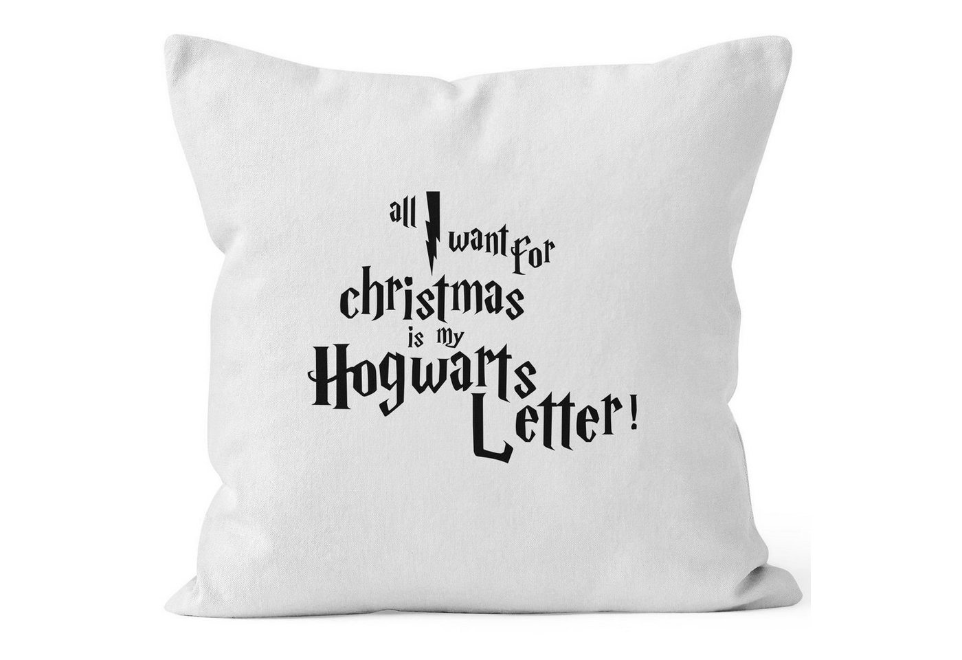 MoonWorks Dekokissen Kissenbezug All I want for Christmas is my Hogwarts Weihnachten letter Kissen-Hülle Deko-Kissen 40x40 Baumwolle MoonWorks® von MoonWorks