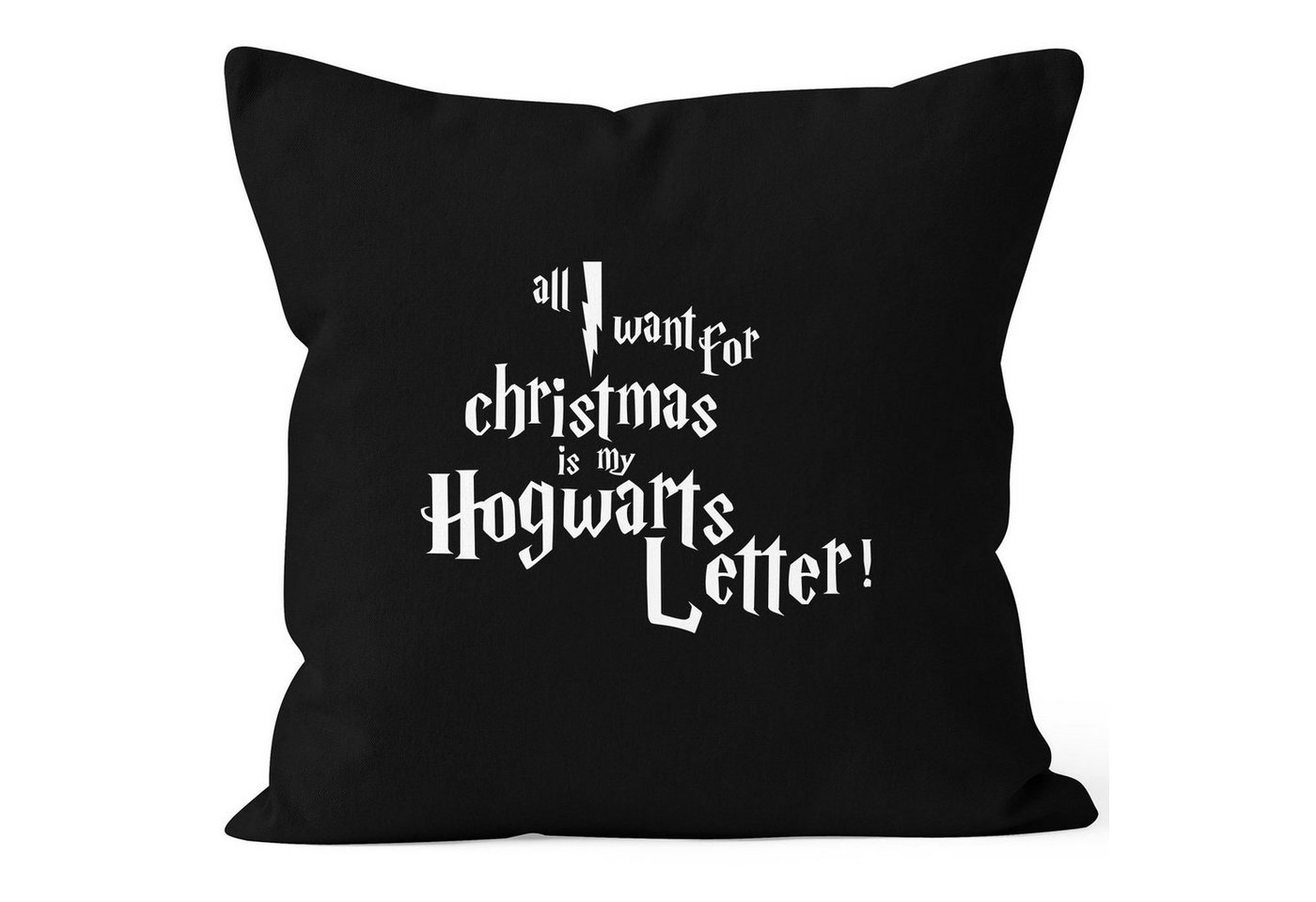 MoonWorks Dekokissen Kissenbezug All I want for Christmas is my Hogwarts Weihnachten letter Kissen-Hülle Deko-Kissen 40x40 Baumwolle MoonWorks® von MoonWorks