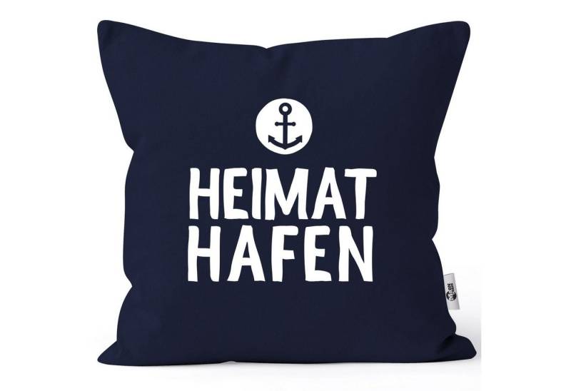 MoonWorks Dekokissen Kissenbezug Aufschrift Heimathafen Anker Geschenk Partner Familie Freunde maritimes Motiv Moonworks® von MoonWorks