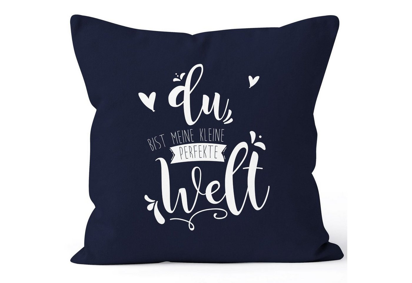 MoonWorks Dekokissen Kissenbezug Du bist meine kleine perfekte Welt Kissen-Hülle Deko-Kissen 40x40 Baumwolle MoonWorks® von MoonWorks