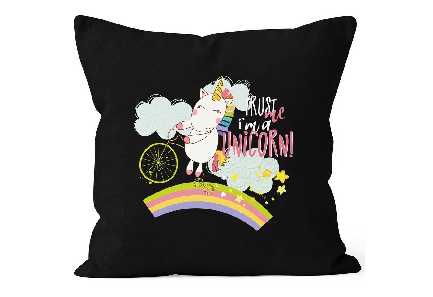 MoonWorks Dekokissen Kissenbezug Einhorn Trust me I´m a Unicorn Sprüche Spruch Kissen-Hülle Deko-Kissen 40x40 Baumwolle MoonWorks® von MoonWorks