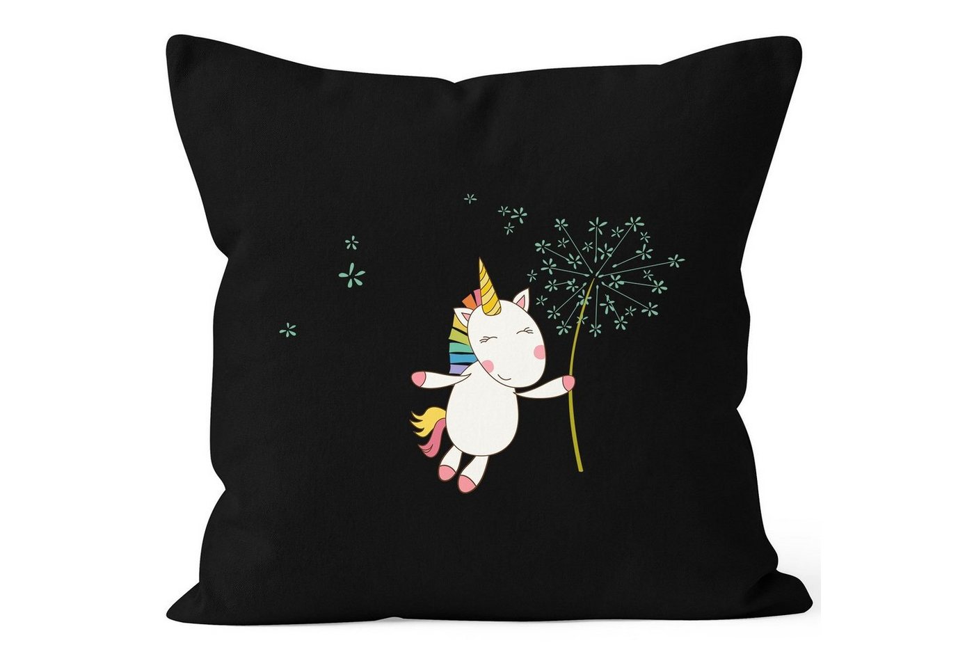 MoonWorks Dekokissen Kissenbezug Einhorn mit Pusteblume Kissen-Hülle Deko-Kissen 40x40 Baumwolle MoonWorks® von MoonWorks