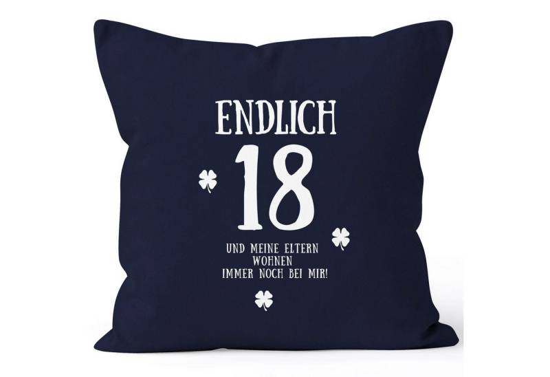 MoonWorks Dekokissen Kissenbezug Endlich 18 zum Geschenk zum 18. Geburtstag Kissen-Hülle Deko-Kissen 40x40 Baumwolle MoonWorks® von MoonWorks