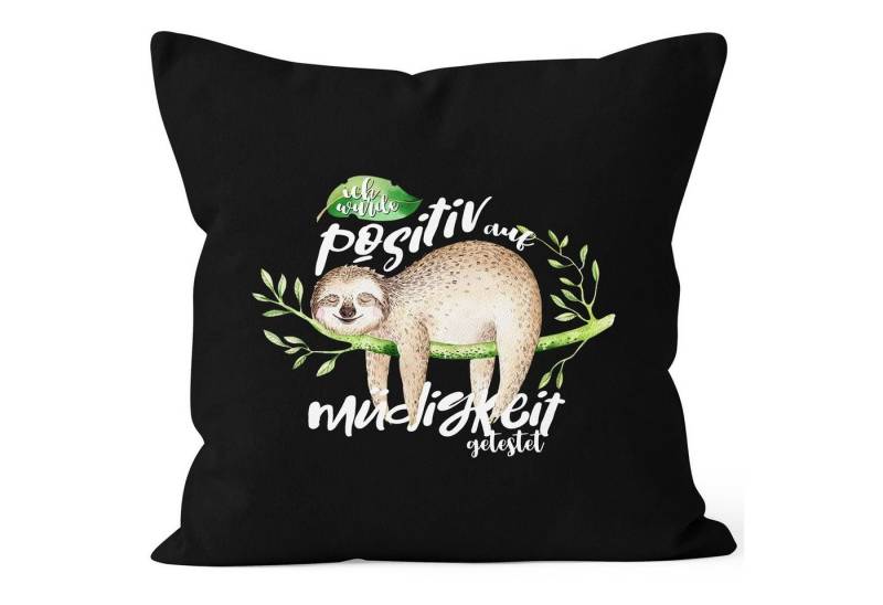 MoonWorks Dekokissen Kissenbezug Faultier Faultier Ich wurde positiv auf Müdigkeit getestet Sloth Kissenhülle Dekokissen 40x40 Baumwolle MoonWorks® von MoonWorks