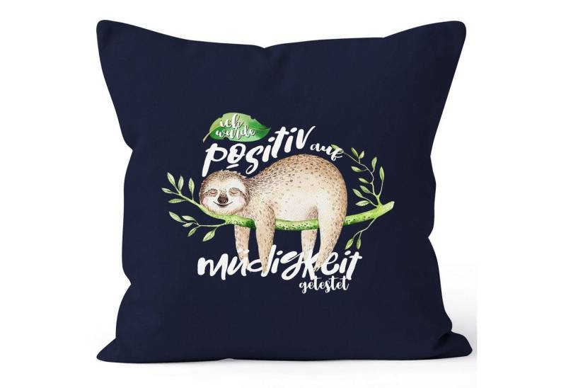 MoonWorks Dekokissen Kissenbezug Faultier Faultier Ich wurde positiv auf Müdigkeit getestet Sloth Kissenhülle Dekokissen 40x40 Baumwolle MoonWorks® von MoonWorks