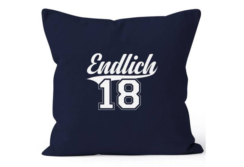 MoonWorks Dekokissen Kissenbezug Geburtstag Geschenk Endlich 18 College Stil Volljährig erwachsen MoonWorks® 40x40 von MoonWorks