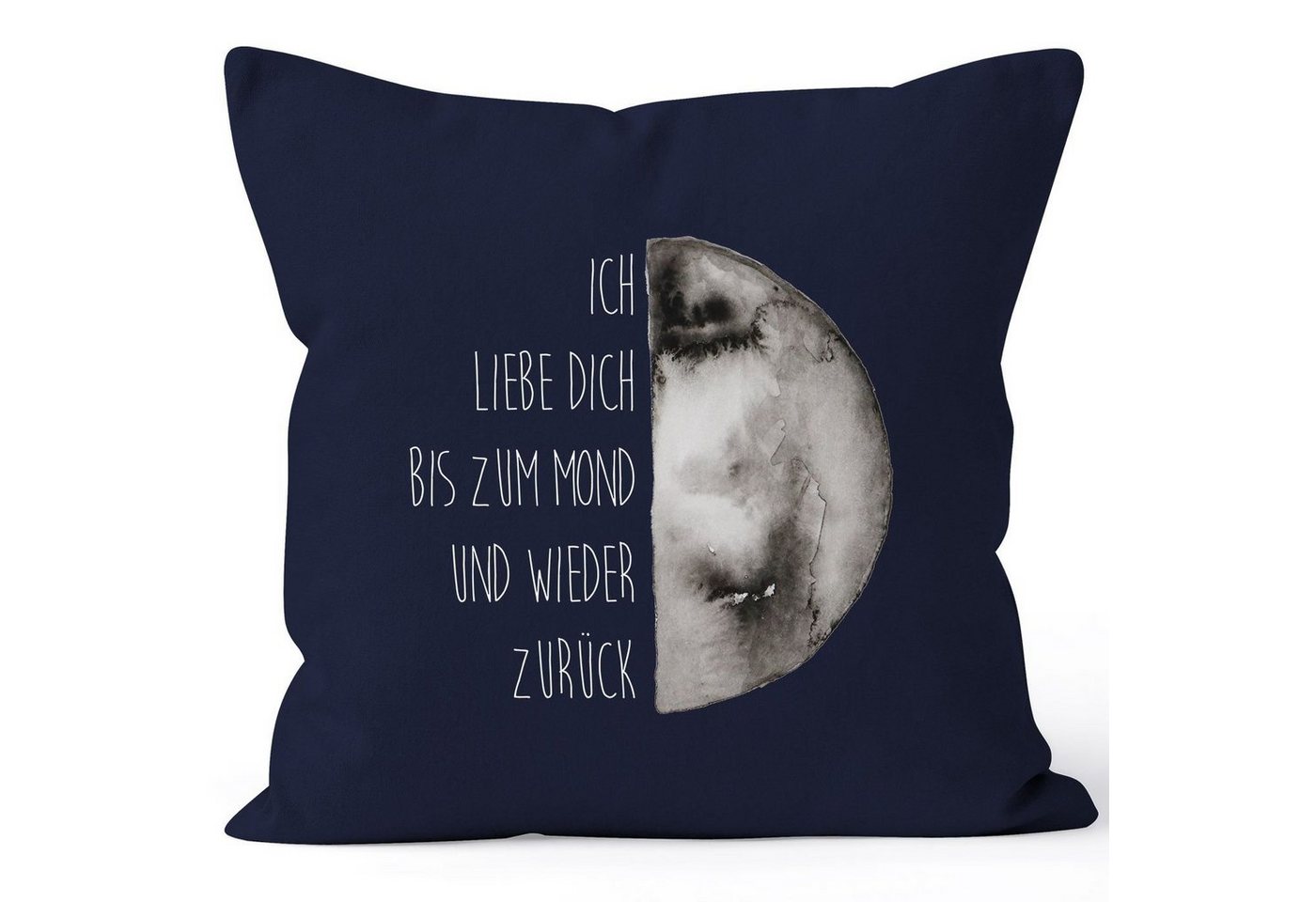 MoonWorks Dekokissen Kissenbezug Geschenk Ich liebe dich bis zum Mond und wieder zurück Liebe Spruch Love Quote MoonWorks® 40x40 Baumwolle von MoonWorks