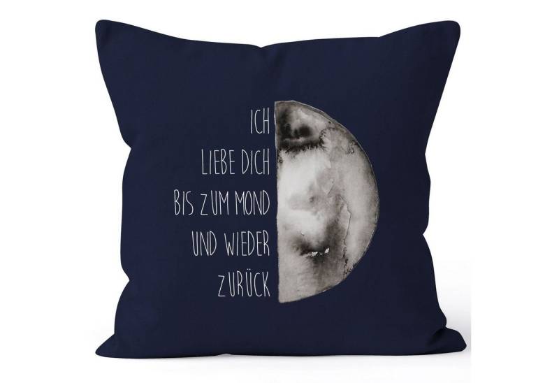 MoonWorks Dekokissen Kissenbezug Geschenk Ich liebe dich bis zum Mond und wieder zurück Liebe Spruch Love Quote MoonWorks® 40x40 Baumwolle von MoonWorks