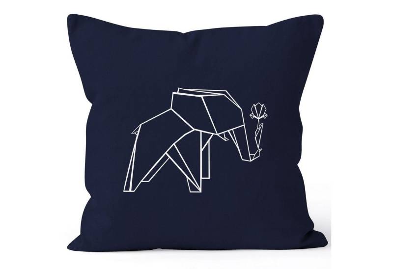 MoonWorks Dekokissen Kissenbezug Geschenk Origami Elefant mit Rose Kissen-Hülle Deko-Kissen Baumwolle MoonWorks® von MoonWorks
