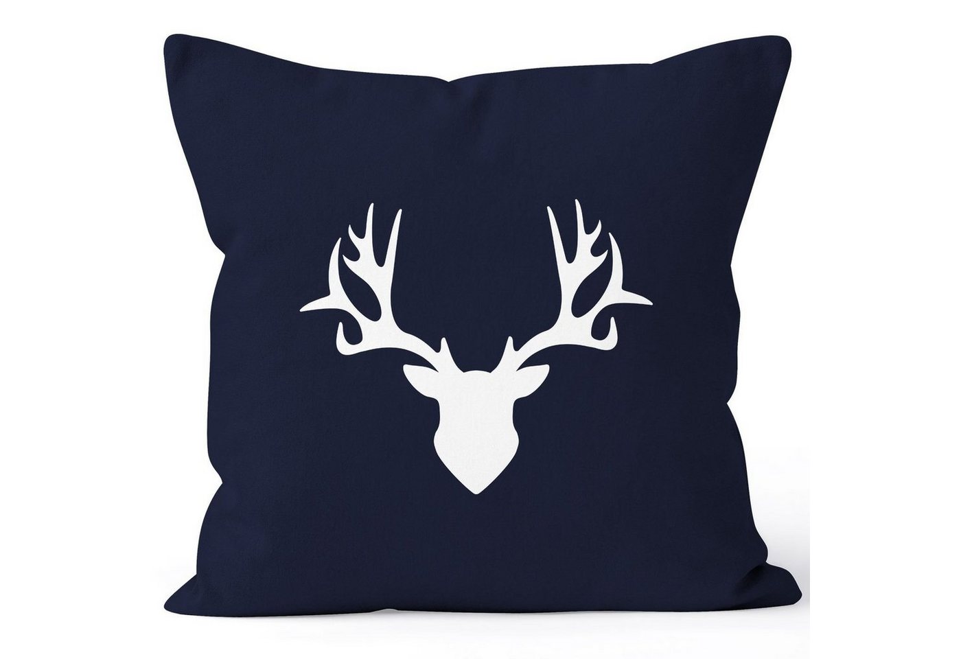 MoonWorks Dekokissen Kissenbezug Kissen-Hülle Deko-Kissen 40x40 Hirsch Geweih Baumwolle MoonWorks® von MoonWorks