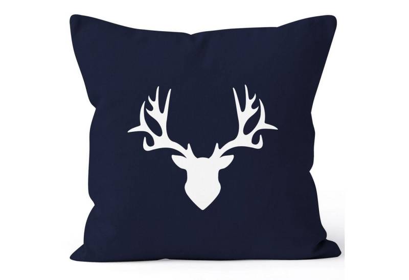 MoonWorks Dekokissen Kissenbezug Kissen-Hülle Deko-Kissen 40x40 Hirsch Geweih Baumwolle MoonWorks® von MoonWorks