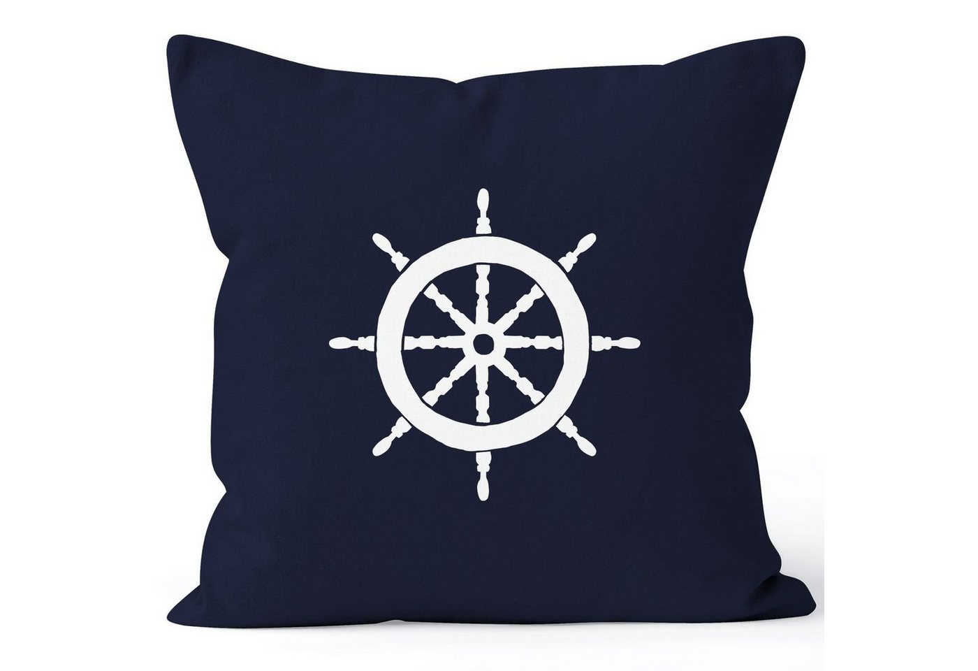 MoonWorks Dekokissen Kissenbezug Kissen-Hülle Deko-Kissen 40x40 Steuerrad Segeln Baumwolle MoonWorks® von MoonWorks