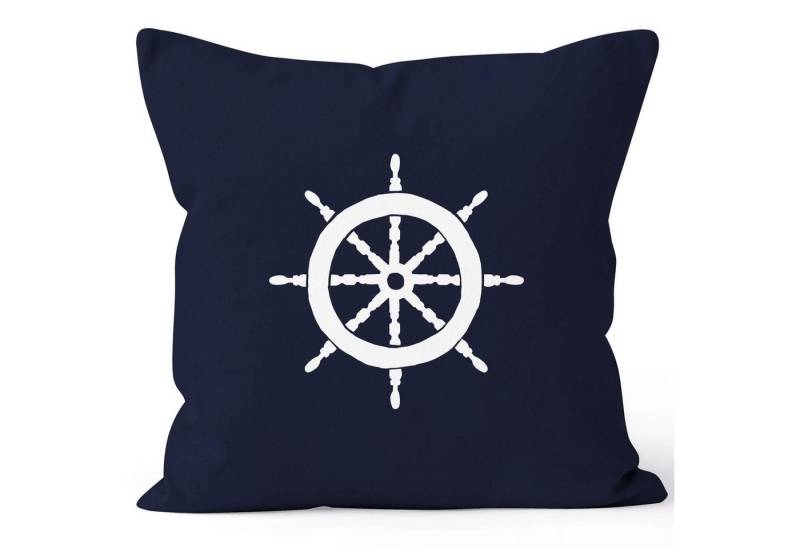 MoonWorks Dekokissen Kissenbezug Kissen-Hülle Deko-Kissen 40x40 Steuerrad Segeln Baumwolle MoonWorks® von MoonWorks
