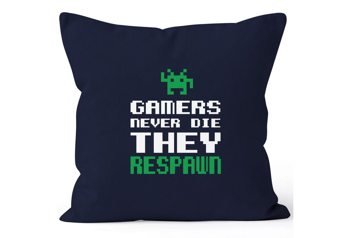 MoonWorks Dekokissen Kissenbezug Kissenhülle Gamers never die they respawn Spruch Pixel Zocker 90er 80er Retro MoonWorks® 40x40 von MoonWorks