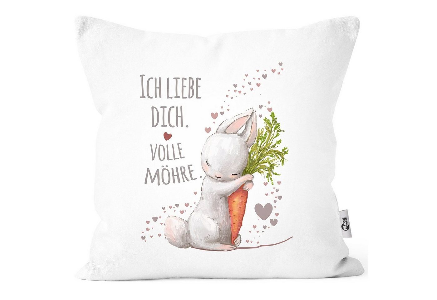 MoonWorks Dekokissen Kissenbezug Liebesgeschenk Ich liebe dich volle Möhre Hase mit Karotte Liebesbotschaft Liebesbeweis Moonworks® von MoonWorks