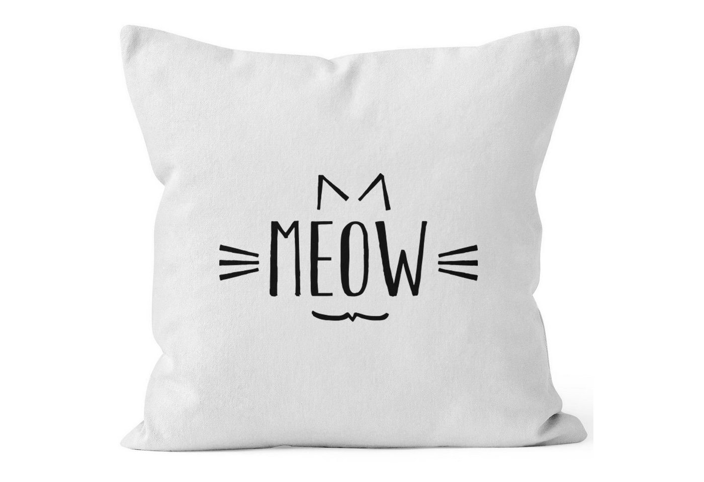 MoonWorks Dekokissen Kissenbezug Meow Miau Katze Cat Kissenhülle Dekokissen 40x40 Baumwolle Moonworks von MoonWorks