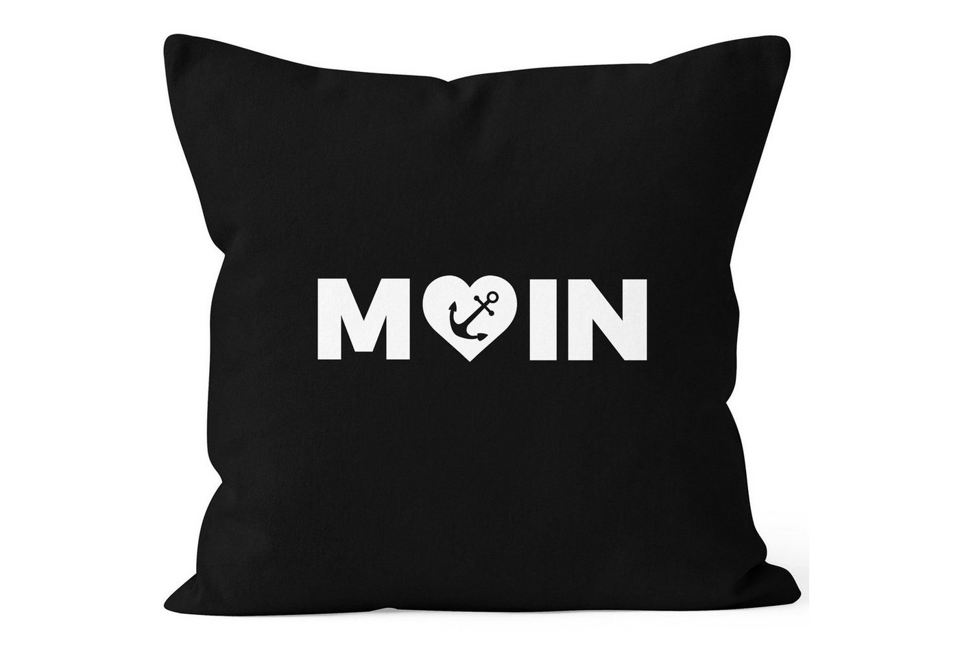 MoonWorks Dekokissen Kissenbezug Moin Love Herz Anker Kissenhülle Dekokissen 40x40 Baumwolle MoonWorks® von MoonWorks