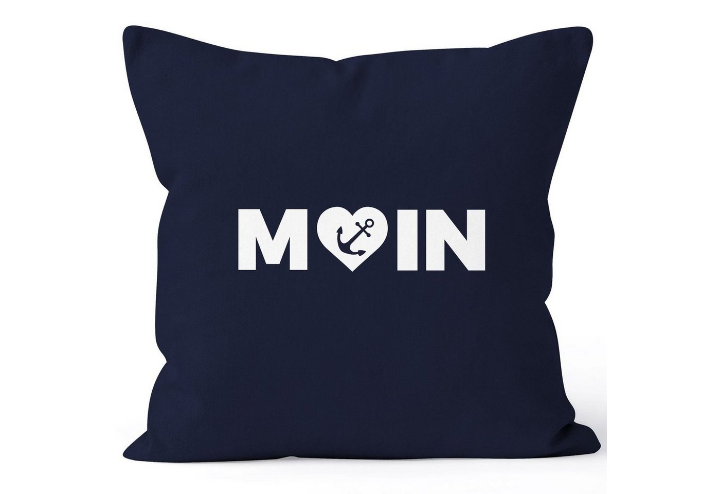 MoonWorks Dekokissen Kissenbezug Moin Love Herz Anker Kissenhülle Dekokissen 40x40 Baumwolle MoonWorks® von MoonWorks
