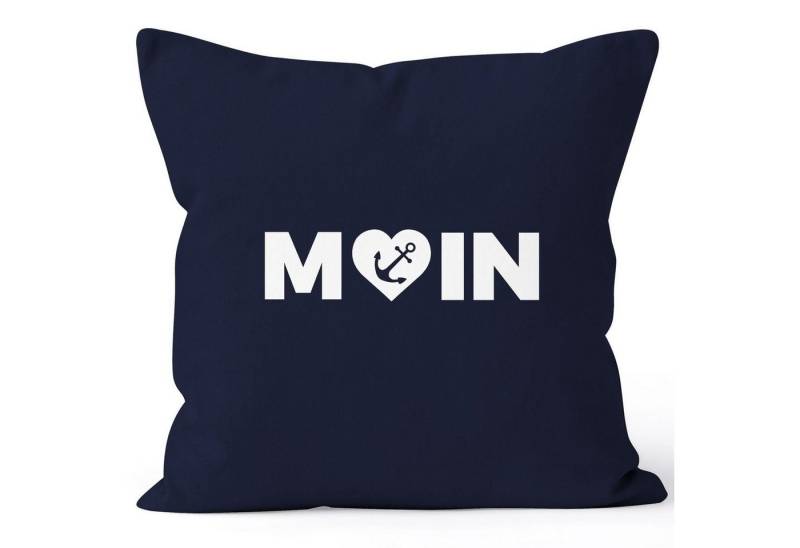 MoonWorks Dekokissen Kissenbezug Moin Love Herz Anker Kissenhülle Dekokissen 40x40 Baumwolle MoonWorks® von MoonWorks