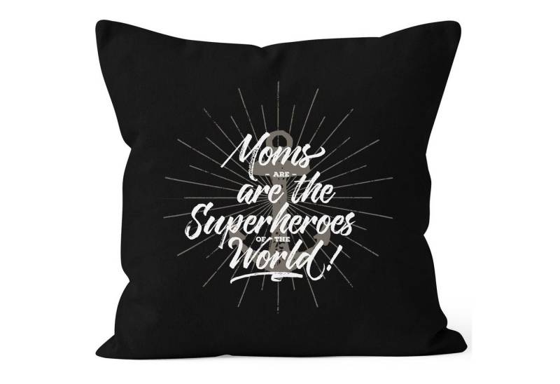 MoonWorks Dekokissen Kissenbezug Moms are the real Superheroes of the world Geschenk für Mutter Muttertag Kissen-Hülle Deko-Kissen 40x40 Baumwolle MoonWorks® von MoonWorks