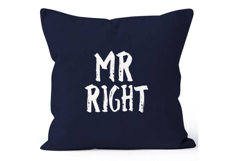 MoonWorks Dekokissen Kissenbezug Mr Right Kissen-Hülle Partner Hochzeit Deko-Kissen 40x40 Baumwolle MoonWorks® von MoonWorks