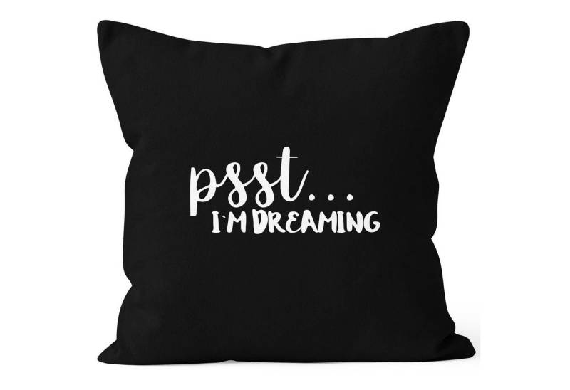 MoonWorks Dekokissen Kissenbezug Psst I`m dreaming Spruch Müde Schlafen Kissen-Hülle Deko-Kissen Baumwolle MoonWorks® von MoonWorks