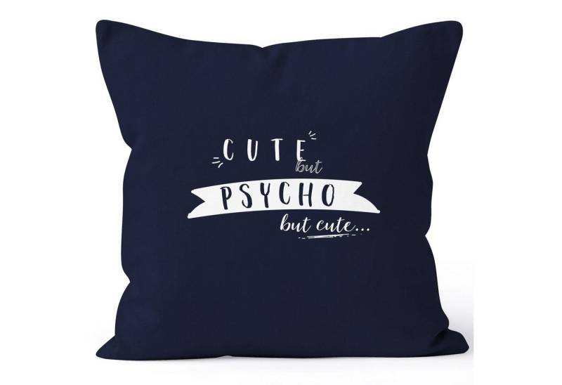 MoonWorks Dekokissen Kissenbezug Spruch Cute but Psycho but cute Kissenhülle Dekokissen 40x40 Baumwolle MoonWorks® von MoonWorks
