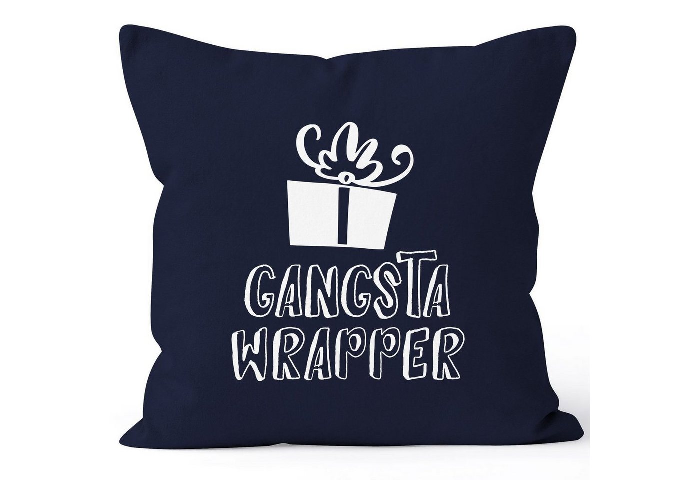 MoonWorks Dekokissen Kissenbezug Weihnachten Gangsta Wrapper Tasse lustig Geschenk Einpacker Kissen-Hülle Deko-Kissen Baumwolle MoonWorks® von MoonWorks