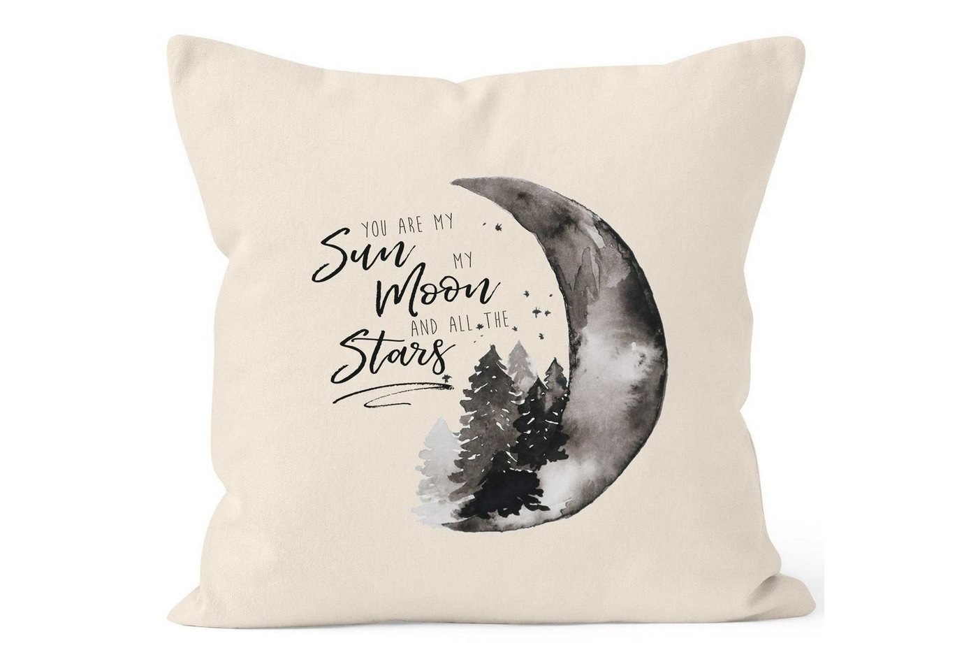 MoonWorks Dekokissen Kissenbezug You are my sun, my moon and all the stars Liebe Spruch Love Quote verliebt Kissen-Hülle Deko-Kissen MoonWorks® 40x40 Baumwolle von MoonWorks