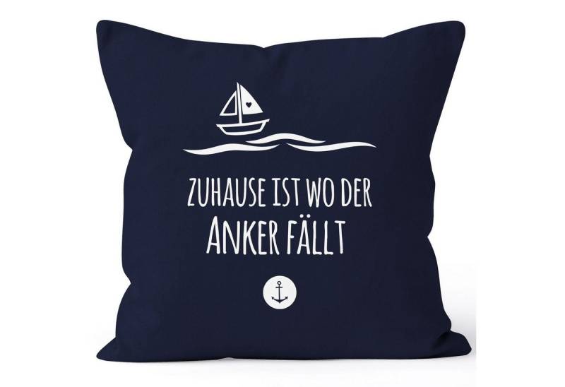 MoonWorks Dekokissen Kissenbezug Zuhause ist wo der Anker fällt Familie Heimat Liebe 40x40 Baumwolle MoonWorks® von MoonWorks
