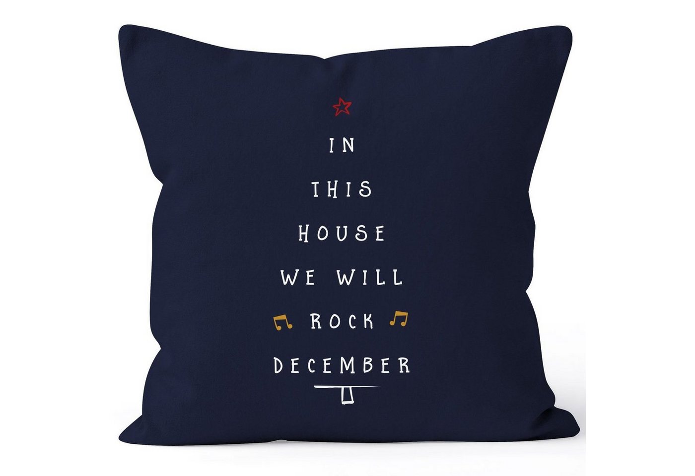 MoonWorks Dekokissen Kissenbezug in this house we will rock december Weihnachten Geschenk 40x40 Baumwolle MoonWorks® von MoonWorks