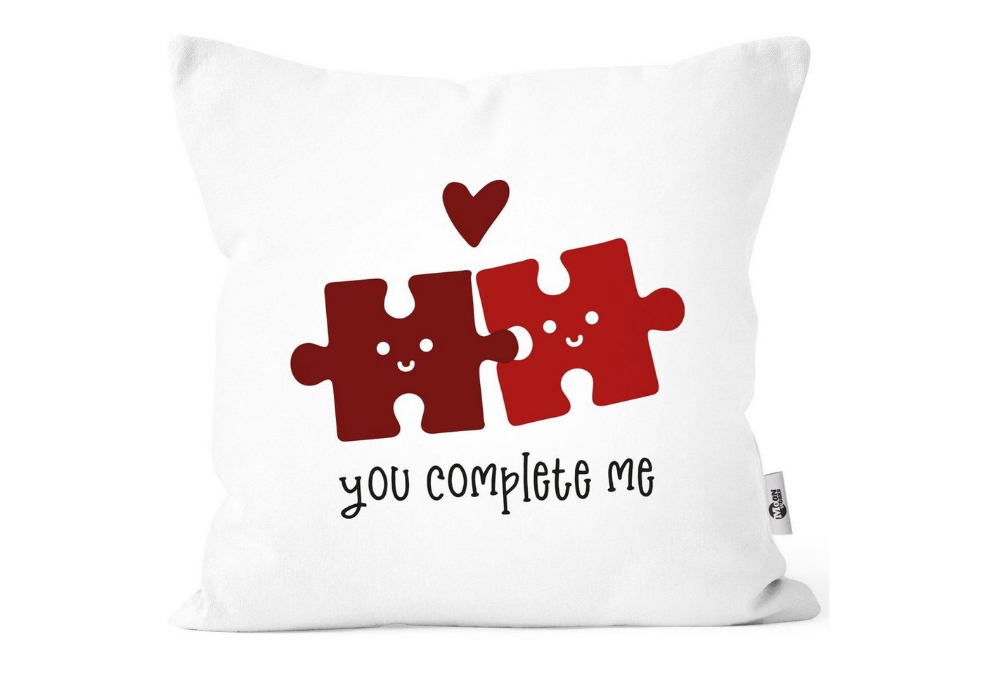 MoonWorks Dekokissen Kissenbezug you complete me Puzzle Spruch Liebe Geschenk Partner Valentinstag Jahrestag Puzzlestücke Moonworks® von MoonWorks