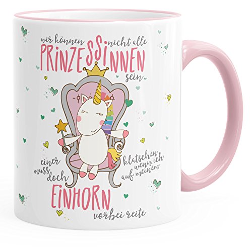 MoonWorks Einhorn Kaffee-Tasse Wir können nicht alle Prinzessinen sein Unicorn Tasse mit Farbkante rosa unisize von MoonWorks