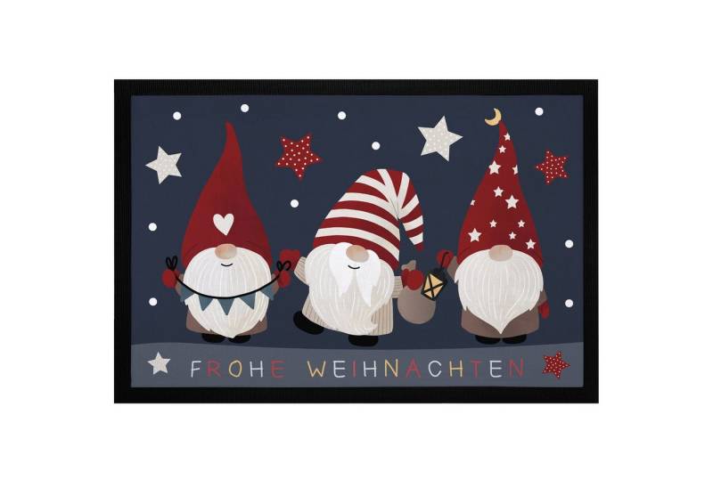 MoonWorks Fußmatte Fußmatte Frohe Weihnachten Wichtel Sterne Wintermotiv Gnomes Zwerge, rechteckig von MoonWorks