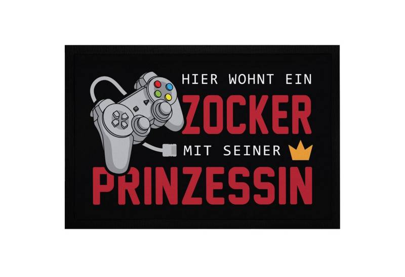 MoonWorks Fußmatte Fußmatte Gaming hier wohnt ein Zocker mit seiner Prinzessin Geschenk, rechteckig von MoonWorks