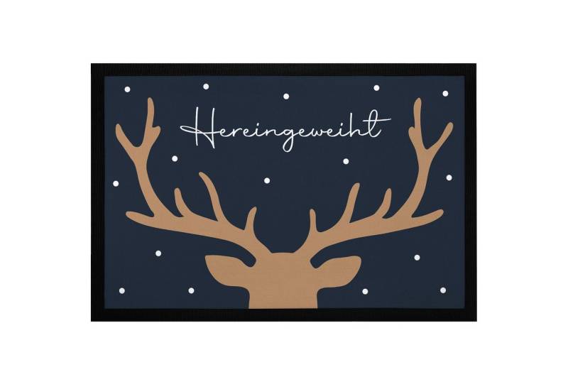 MoonWorks Fußmatte Fußmatte Weihnachten Hirsch-Geweih Wintermotiv Rentier Hereingeweiht, rechteckig von MoonWorks