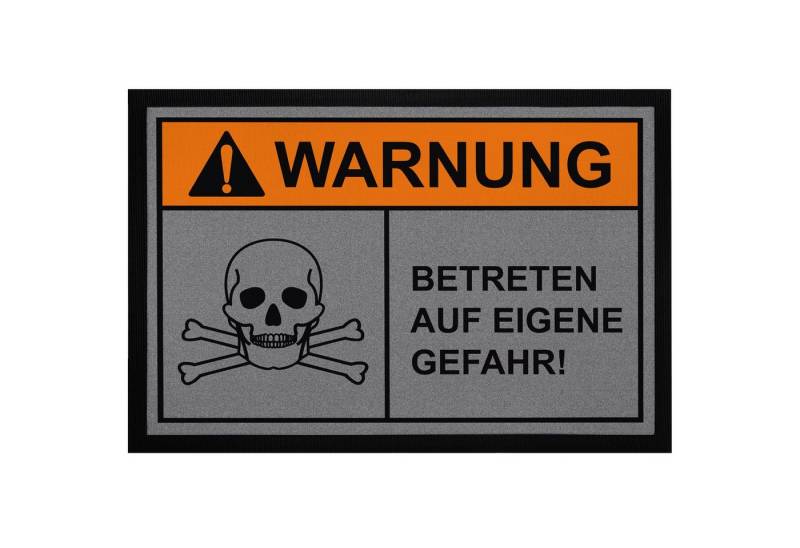 MoonWorks Fußmatte Fußmatte mit Spruch Warnung Betreten auf eigene Gefahr Totenschädel, rechteckig von MoonWorks