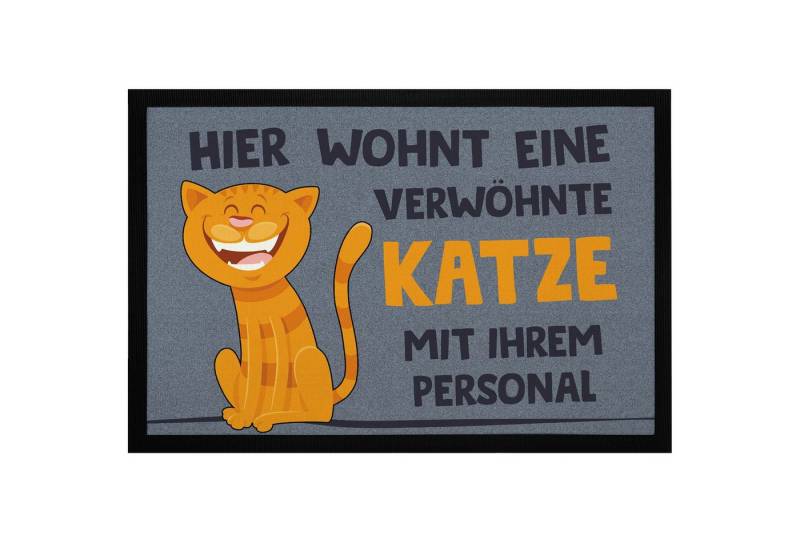 MoonWorks Fußmatte Fußmatte mit Spruch verwöhnte Katze lustig Tiermotiv Katzenbesitzer, rechteckig von MoonWorks