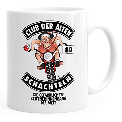 MoonWorks Geburtstags-Tasse Club Der Alten Schachteln Geschenk-Tasse für ältere Frauen Kaffee-Tasse Runder Geburtstag 80 weiß unisize von MoonWorks