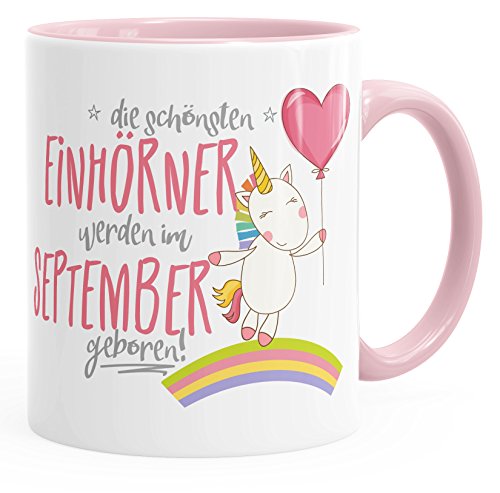 MoonWorks Geburtstags-Tasse die schönsten Einhörner werden im September geboren Geschenk-Tasse rosa unisize von MoonWorks