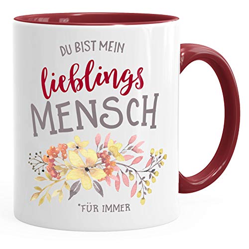 MoonWorks Geschenk-Tasse Du bist mein Lieblingsmensch Kaffeetasse Teetasse Keramiktasse bordeauxrot unisize von MoonWorks