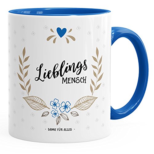 MoonWorks Geschenk-Tasse Kaffee-Tasse Lieblingsmensch Danke Liebe Freundschaft Familie Tasse Innenfarbe royal unisize von MoonWorks