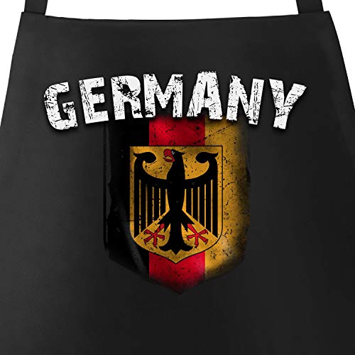 MoonWorks Grill-Schürze für Männer WM Deutschland Flagge Baumwoll-Schürze Küchenschürze schwarz Unisize von MoonWorks