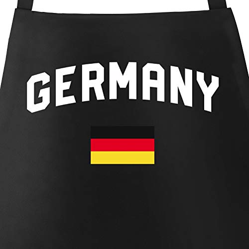 MoonWorks Grill-Schürze für Männer WM Fußball Weltmeisterschaft 2018 World Cup Classic Baumwoll-Schürze Küchenschürze Germany schwarz Unisize von MoonWorks