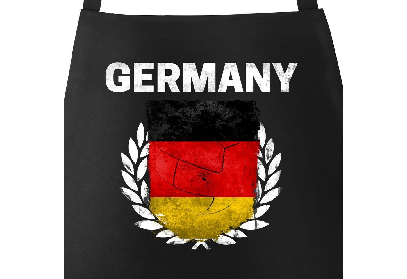 MoonWorks Grillschürze Grill-Schürze für Männer Fußball WM 2018 Deutschland Germany Flagge Vintage Baumwoll-Schürze Küchenschürze Moonworks®, mit kreativem Aufdruck von MoonWorks